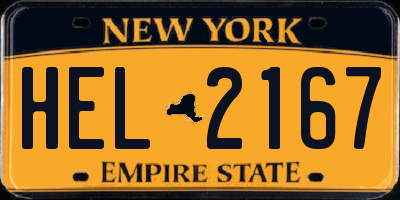 NY license plate HEL2167