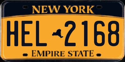 NY license plate HEL2168
