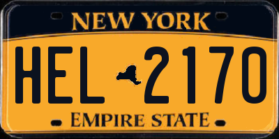 NY license plate HEL2170