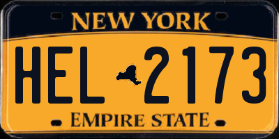 NY license plate HEL2173