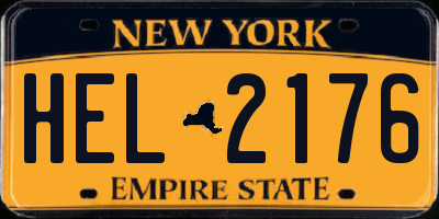 NY license plate HEL2176