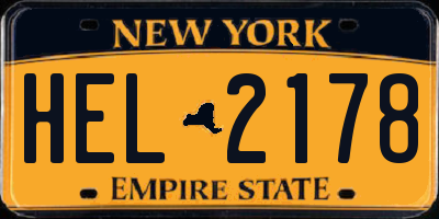 NY license plate HEL2178
