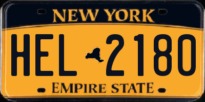 NY license plate HEL2180