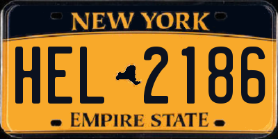 NY license plate HEL2186