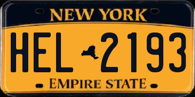 NY license plate HEL2193