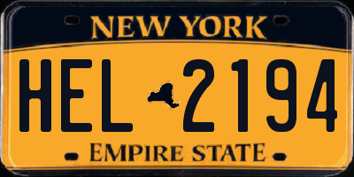 NY license plate HEL2194