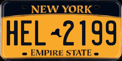 NY license plate HEL2199