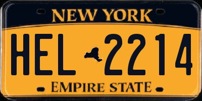 NY license plate HEL2214