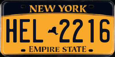 NY license plate HEL2216
