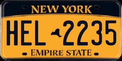 NY license plate HEL2235