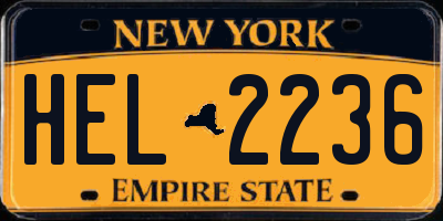 NY license plate HEL2236