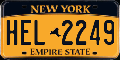 NY license plate HEL2249