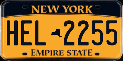 NY license plate HEL2255