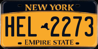 NY license plate HEL2273