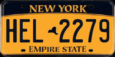 NY license plate HEL2279