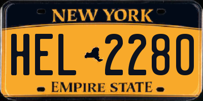 NY license plate HEL2280