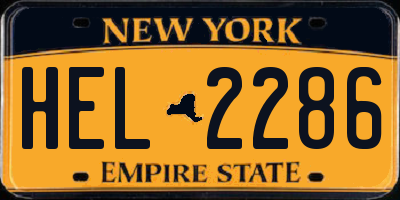 NY license plate HEL2286