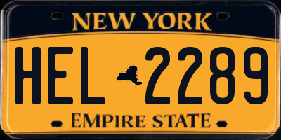 NY license plate HEL2289
