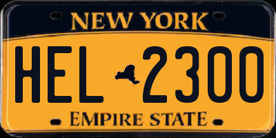 NY license plate HEL2300