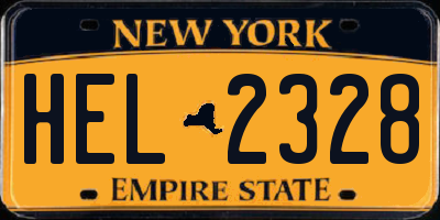 NY license plate HEL2328