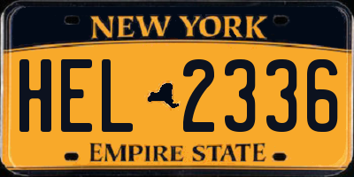NY license plate HEL2336