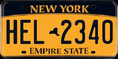 NY license plate HEL2340