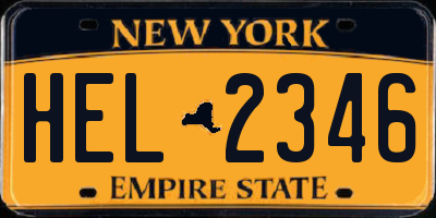 NY license plate HEL2346