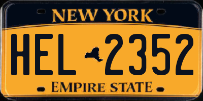 NY license plate HEL2352