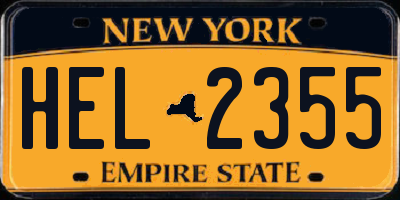 NY license plate HEL2355