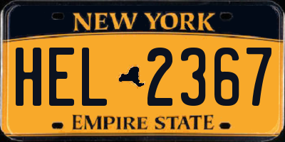 NY license plate HEL2367