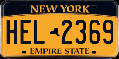 NY license plate HEL2369