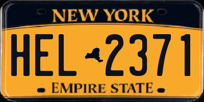 NY license plate HEL2371