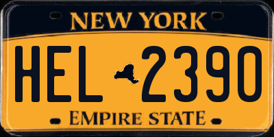 NY license plate HEL2390
