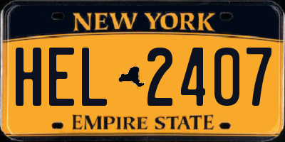 NY license plate HEL2407