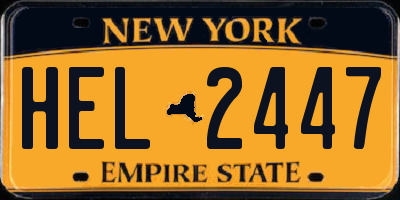 NY license plate HEL2447