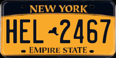 NY license plate HEL2467