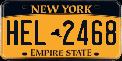 NY license plate HEL2468