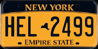 NY license plate HEL2499