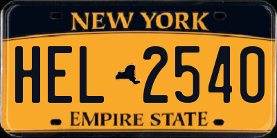 NY license plate HEL2540