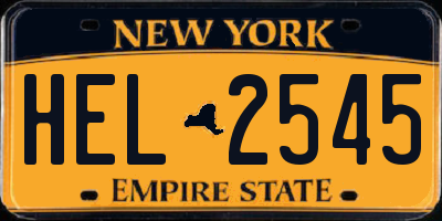 NY license plate HEL2545