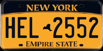 NY license plate HEL2552