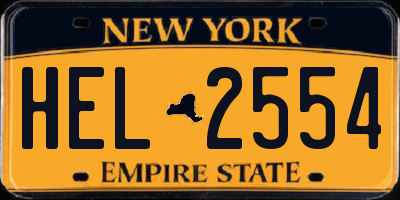 NY license plate HEL2554