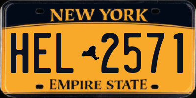 NY license plate HEL2571