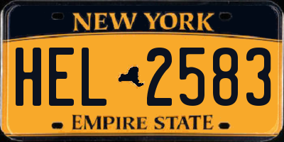 NY license plate HEL2583