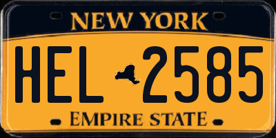 NY license plate HEL2585