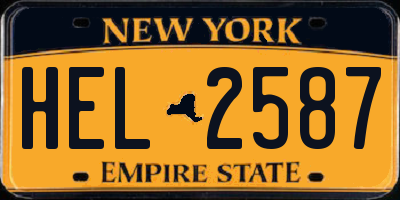 NY license plate HEL2587