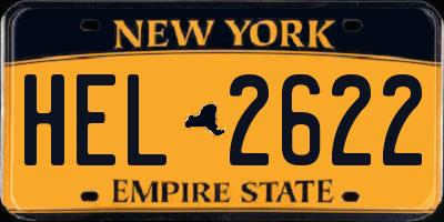 NY license plate HEL2622
