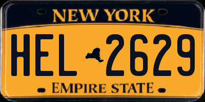 NY license plate HEL2629