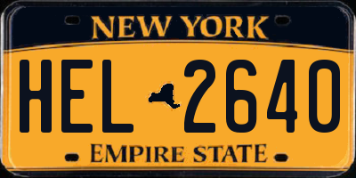 NY license plate HEL2640