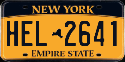 NY license plate HEL2641